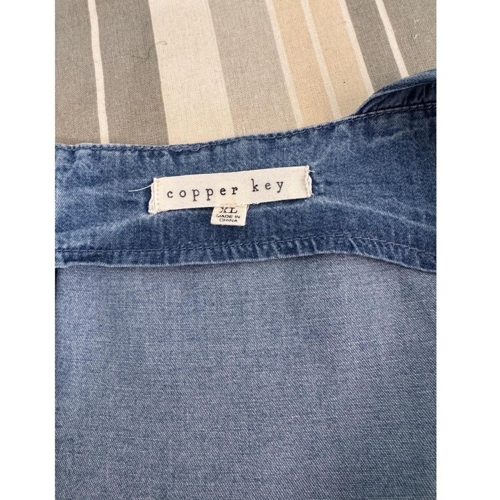 Copper Key Overalls Womens Xl Denim Blue Sleeveless Square Neck Wide Leg - Picture 9 of 9